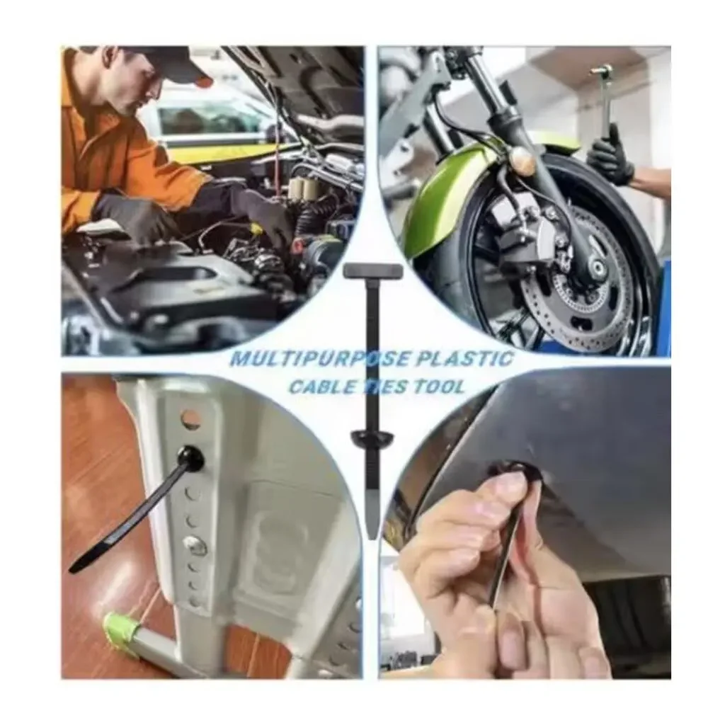 100 Pcs Nylon Universal Cable Tie Buckle for Car, T Style Automotive Zipper Clip